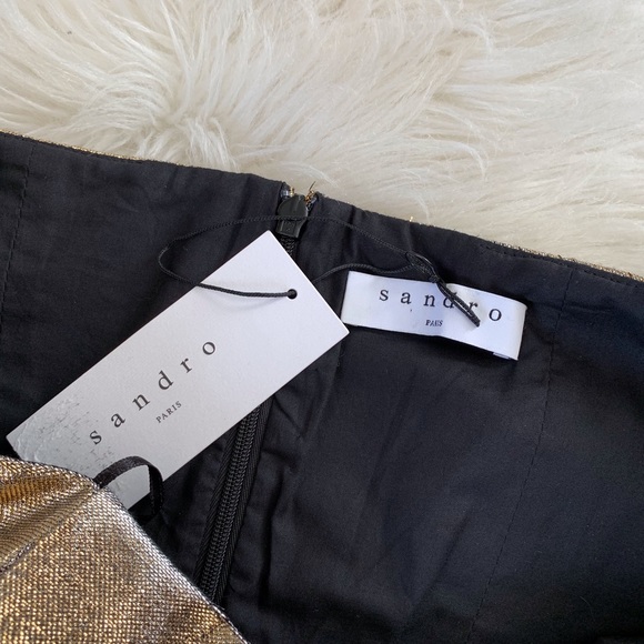 NWT Sandro “Palacio” Gold Off the Shoulder Dress - Picture 5 of 6